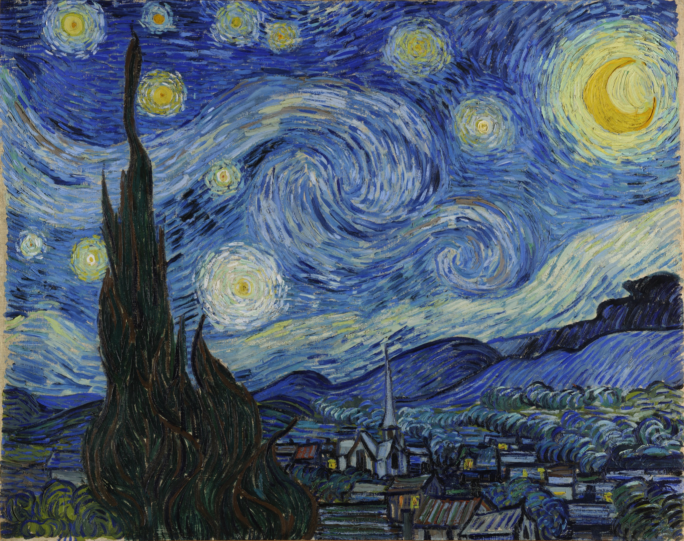 The Starry Night by Vincent van Gogh, 1889, the full painting