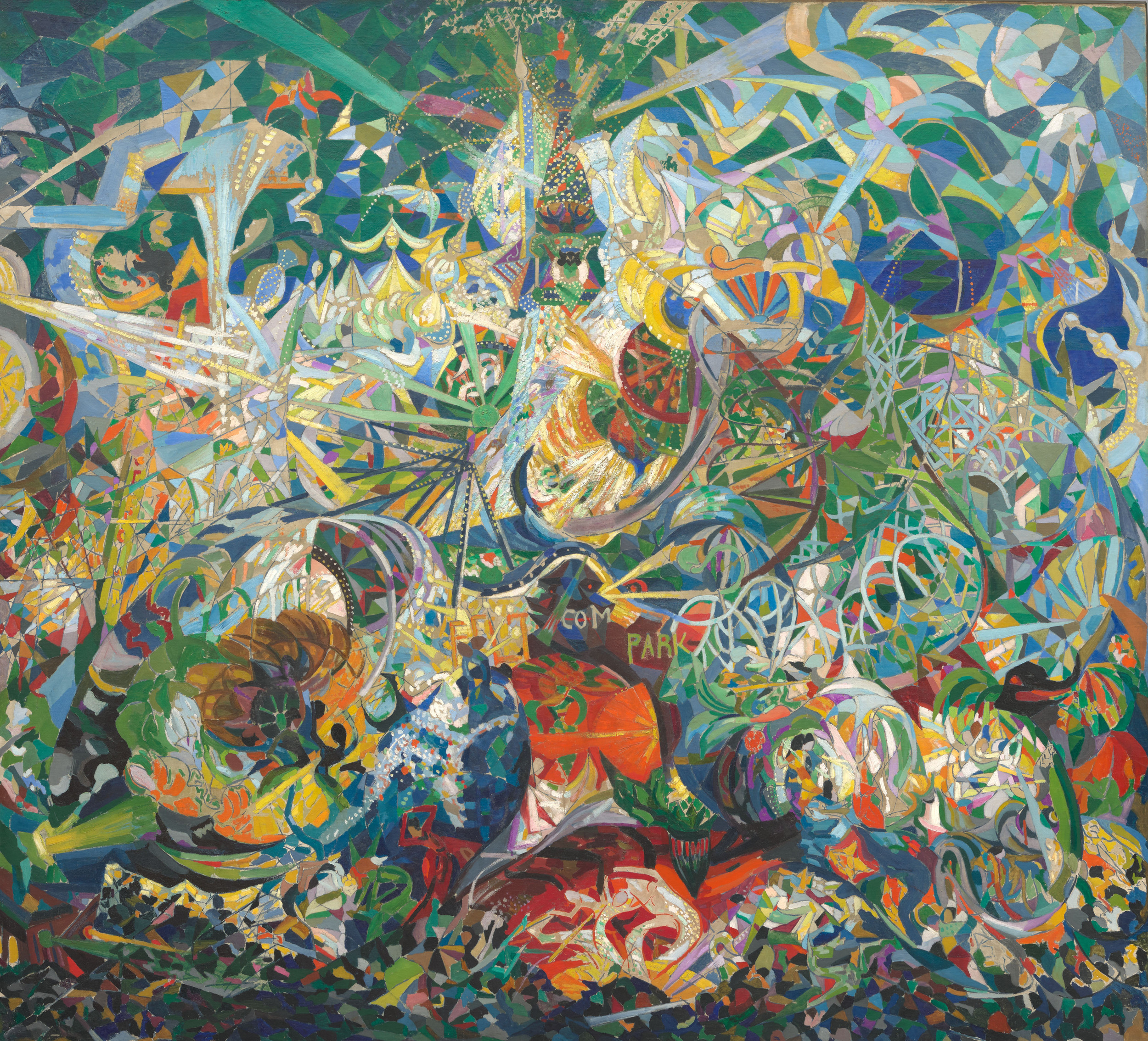 Battle of Lights, Coney Island, Mardi Gras by Joseph Stella, a whirl of electric carnival color